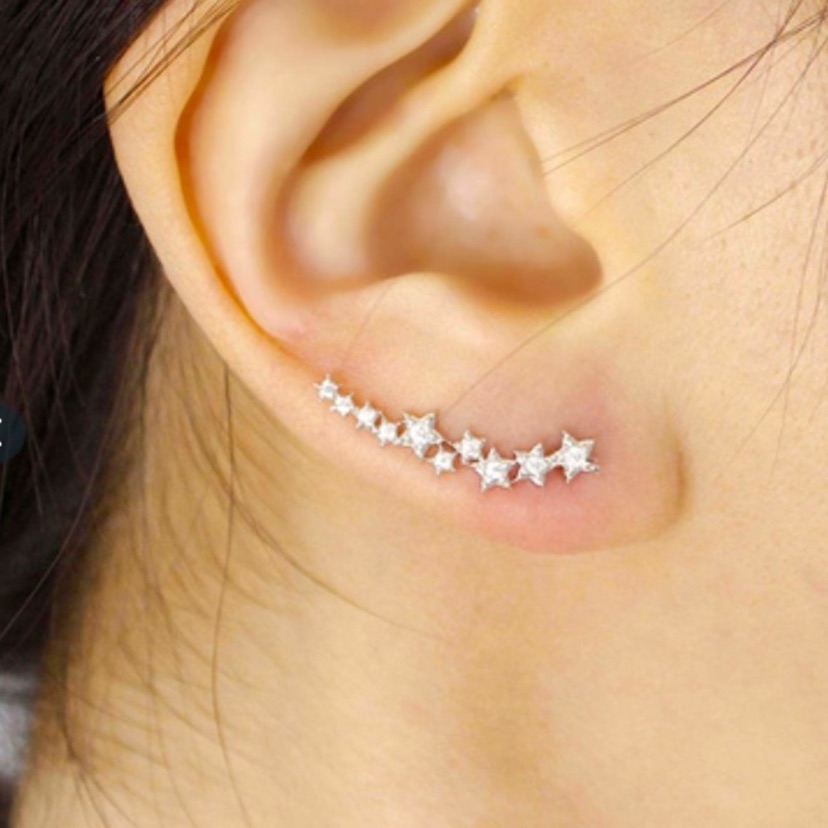 Rose Gold Star Ear Crawler Earrings